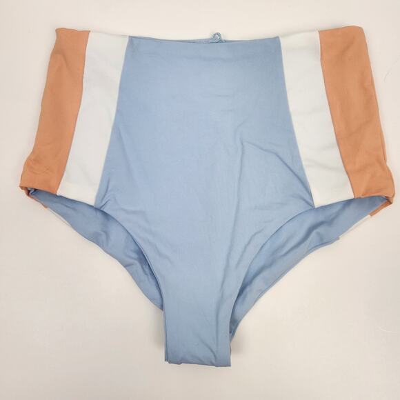 L*Space Portia Girl Bikini Bottom High Rise in Blue Orange Size XS NWT - Picture 1 of 5